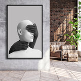3D Effect Abstract Hides The White Womans Eyes By Black Hands Framed Canvas Prints Wall Art Decor