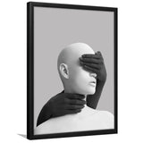 3D Effect Abstract Hides The White Womans Eyes By Black Hands Framed Art Prints Wall Decor