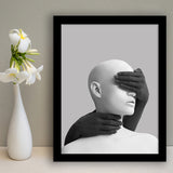 3D Effect Abstract Hides The White Womans Eyes By Black Hands Framed Art Prints Wall Decor