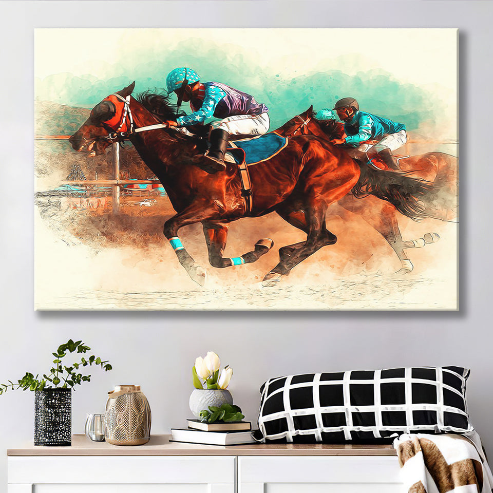 Horse-Race-Riding-Sport-Jockeys-Competition Canvas Prints Wall Art Home Decor