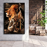 Lion Female Warrior Framed Canvas Prints Wall Art - Painting Canvas, Framed Picture, Home Art Decor