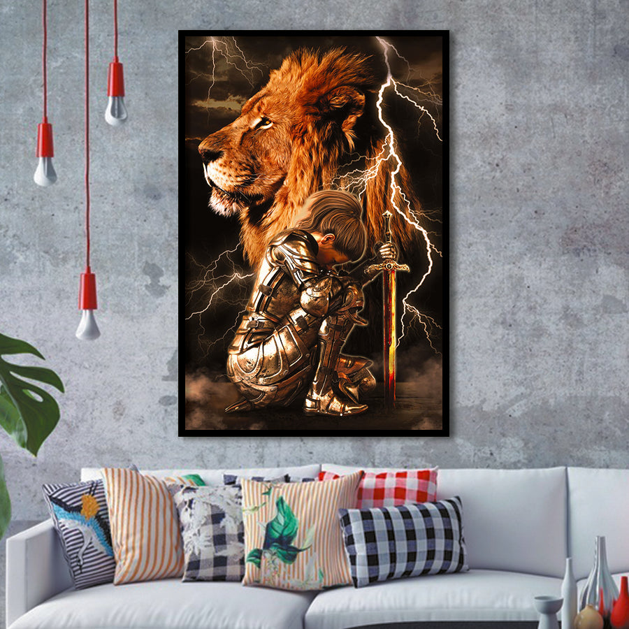 Lion Female Warrior Framed Art Print Wall Decor - Painting Art, Framed Picture, Home Decor