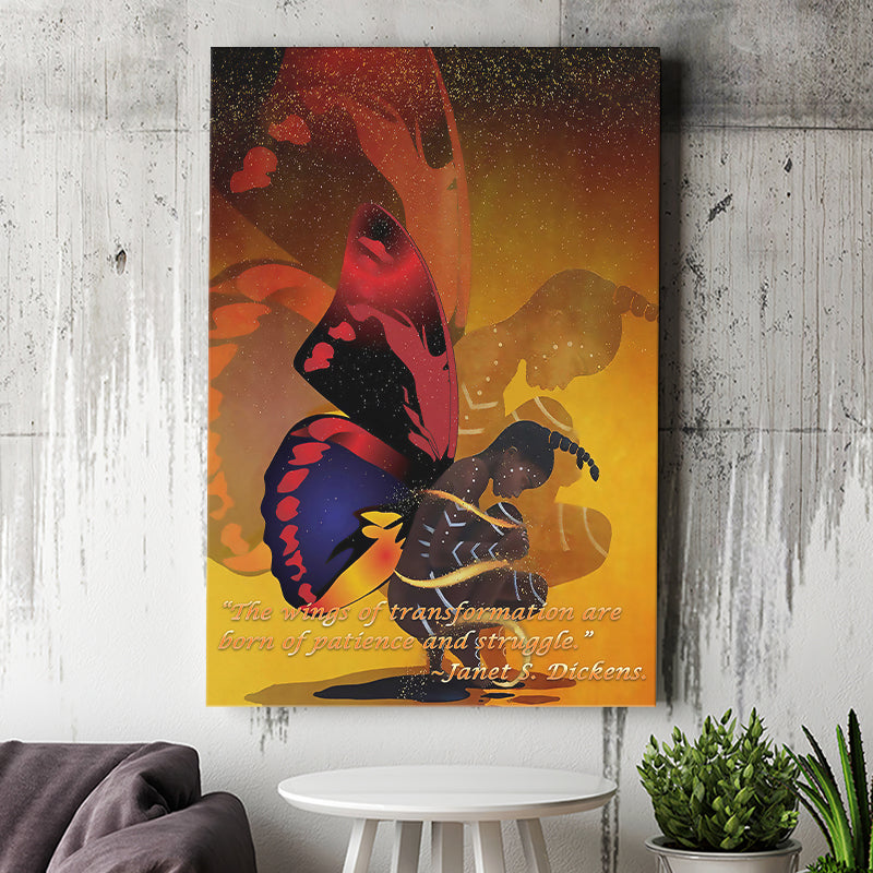 African Girl with Butterfly Wings Custome Canvas Prints Wall Art