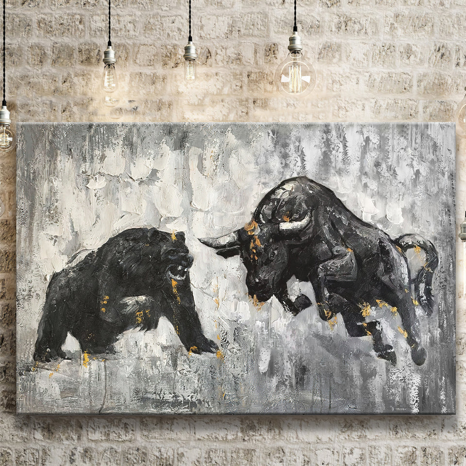 Bull Vs Bear Canvas Prints Wall Art - Painting Canvas, Home Wall Decor, For Sale, Painting Prints