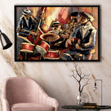Music wall art Jazz Club Musical instruments Painting Framed Canvas Prints Wall Art - Painting Prints, Wall Decor, Floating Frame