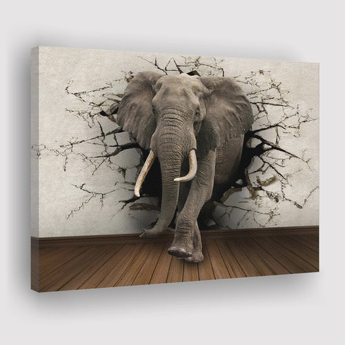 3D Brick Elephant Painting Canvas Prints Wall Art - Painting Canvas, Home Wall Decor, Prints for Sale, Art Prints