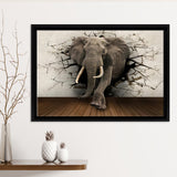 3D Brick Elephant Painting Framed Canvas Prints Wall Art - Painting Canvas, Home Wall Decor, Prints for Sale, Floating Frame