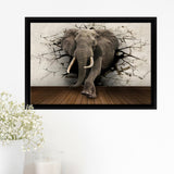 3D Brick Elephant Painting Framed Canvas Prints Wall Art - Painting Canvas, Home Wall Decor, Prints for Sale, Floating Frame