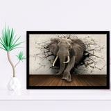 3D Brick Elephant Painting Framed Art Prints Wall Decor - Framed Painting, Home Wall Art, Prints for Sale, Framed Picture