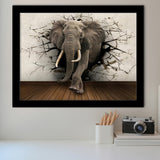 3D Brick Elephant Painting Framed Art Prints Wall Decor - Framed Painting, Home Wall Art, Prints for Sale, Framed Picture
