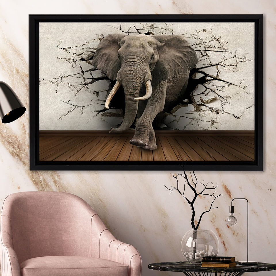 3D Brick Elephant Painting Framed Canvas Prints Wall Art - Painting Ca –  UnixCanvas