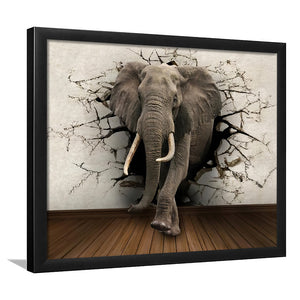 3D Brick Elephant Painting Framed Art Prints Wall Decor - Framed Painting, Home Wall Art, Prints for Sale, Framed Picture