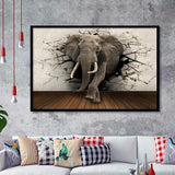 3D Brick Elephant Painting Framed Art Prints Wall Decor - Framed Painting, Home Wall Art, Prints for Sale, Framed Picture