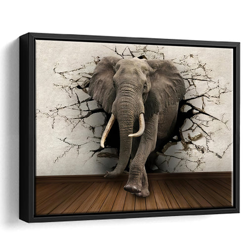 3D Brick Elephant Painting Framed Canvas Prints Wall Art - Painting Canvas, Home Wall Decor, Prints for Sale, Floating Frame