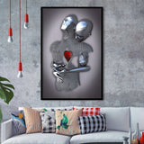 3D Effect Art Art Love Heart Iron Mesh Abstract Art Framed Art Print Wall Decor - Painting Art,Framed Picture,Wall Art