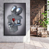 3D Effect Art Art Love Heart Iron Mesh Abstract Art Framed Canvas Prints Wall Art - Painting Canvas,Floating Frame, Home Wall Decor