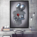 3D Effect Art Art Love Heart Iron Mesh Abstract Art Framed Art Print Wall Decor - Painting Art,Framed Picture,Wall Art
