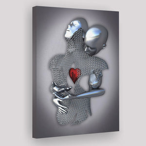 3D Effect Art Art Love Heart Iron Mesh Abstract Art Canvas Prints Wall Art - Painting Canvas, Home Wall Decor, For Sale
