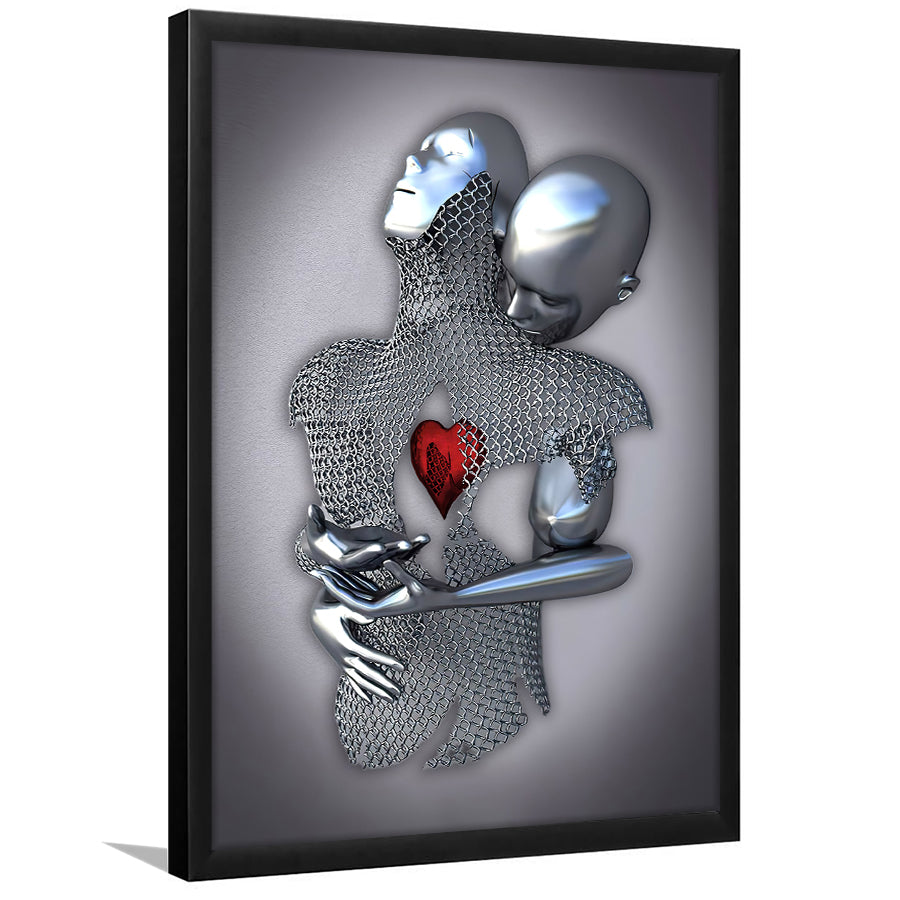 3D Effect Art Art Love Heart Iron Mesh Abstract Art Framed Art Print Wall Decor - Painting Art,Framed Picture,Wall Art