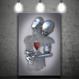 3D Effect Art Art Love Heart Iron Mesh Abstract Art Canvas Prints Wall Art - Painting Canvas, Home Wall Decor, For Sale