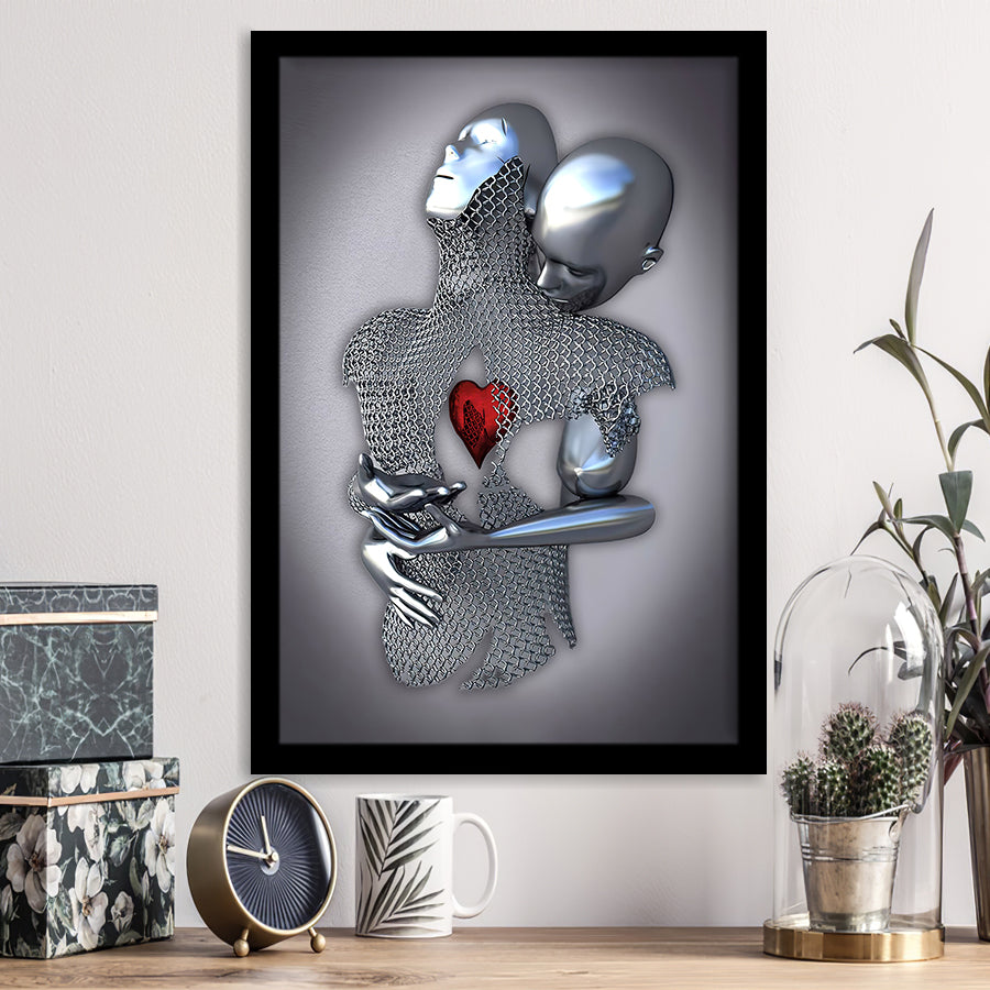 3D Effect Art Art Love Heart Iron Mesh Abstract Art Framed Art Print Wall Decor - Painting Art,Framed Picture,Wall Art