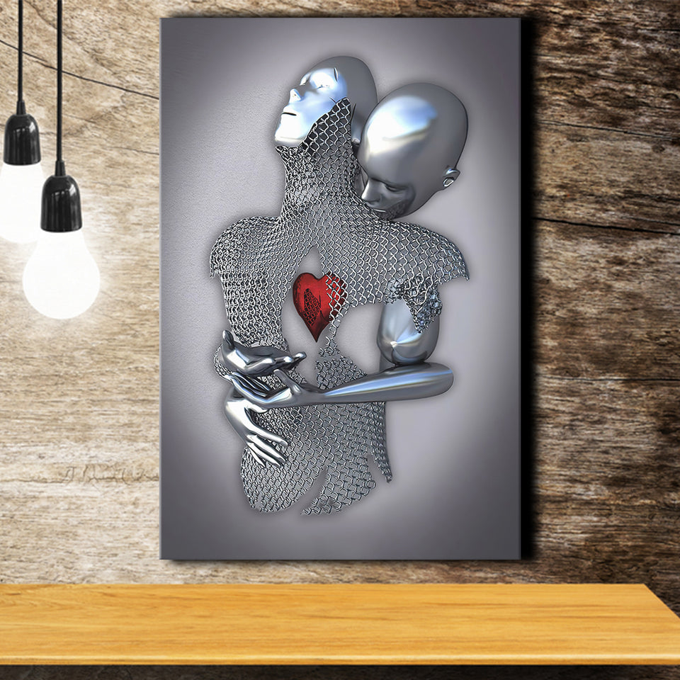 3D Effect Art Art Love Heart Iron Mesh Abstract Art Canvas Prints Wall –  UnixCanvas