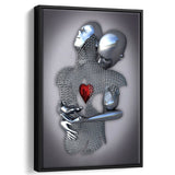 3D Effect Art Art Love Heart Iron Mesh Abstract Art Framed Canvas Prints Wall Art - Painting Canvas,Floating Frame, Home Wall Decor