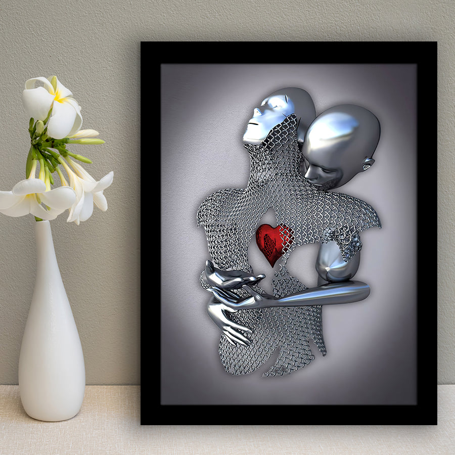 3D Effect Art Art Love Heart Iron Mesh Abstract Art Framed Art Print Wall Decor - Painting Art,Framed Picture,Wall Art