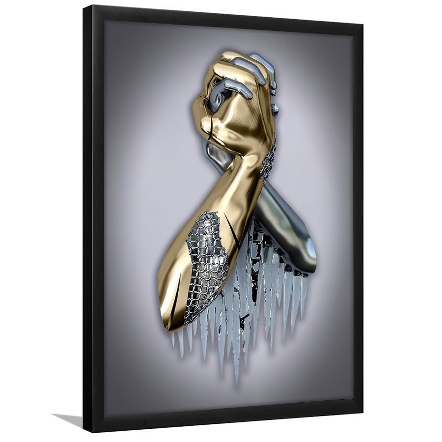 3D Effect Art Bond Of Unity Black & Gold Framed Art Prints Wall Decor - Painting Prints, Wall Art, Black Picture, Ready to hang