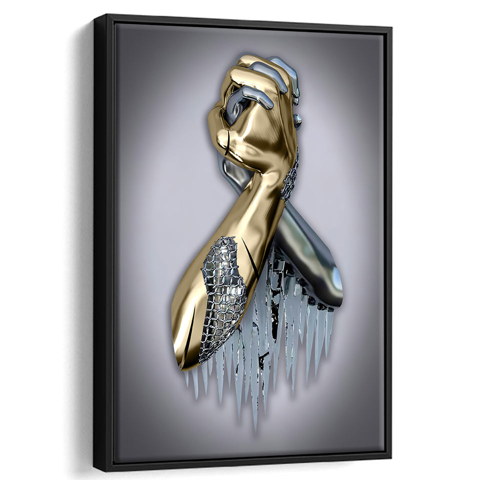 3D Effect Art Bond Of Unity Black & Gold Framed Canvas Prints Wall Art - Painting Canvas, Wall Decor, Art Prints, Floating Frame