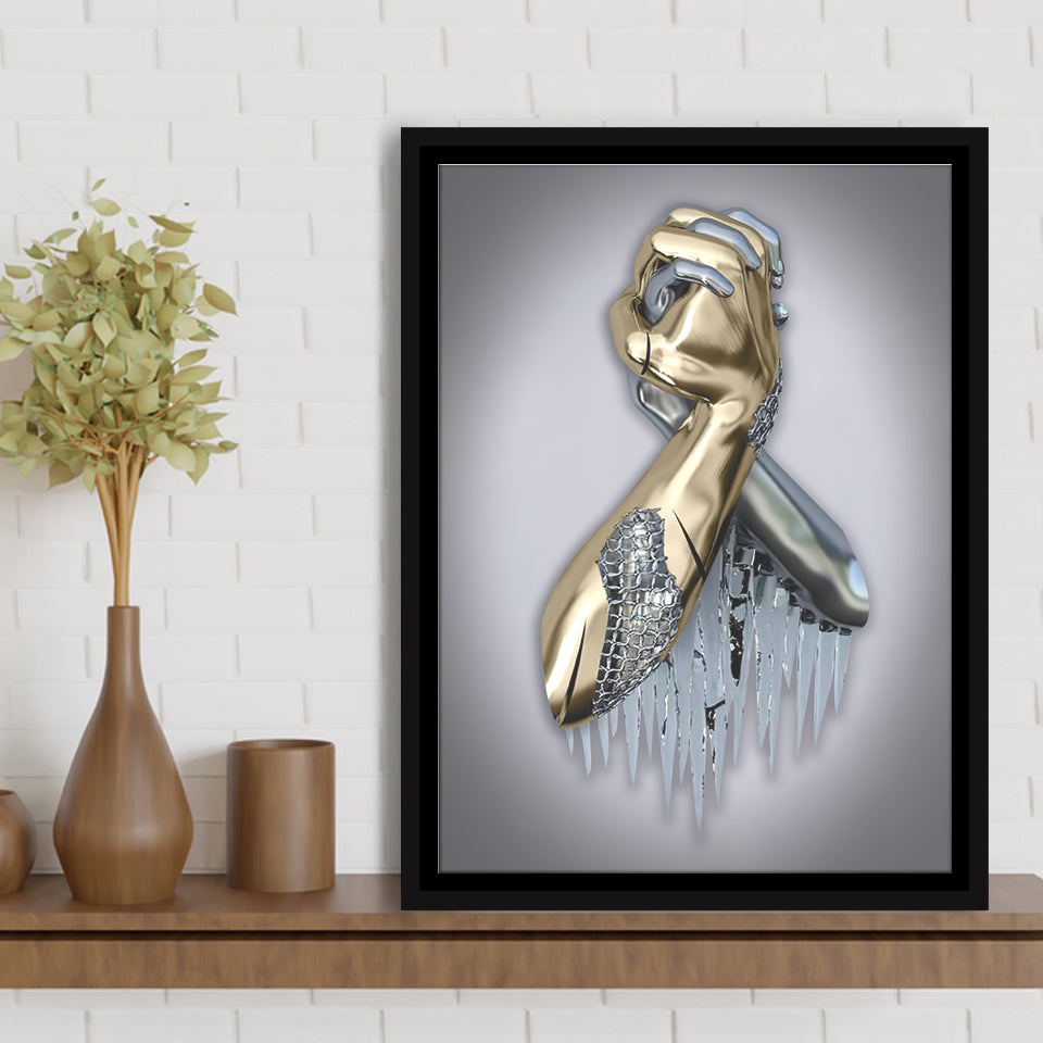 3D Effect Art Bond Of Unity Black & Gold Framed Canvas Prints Wall Art - Painting Canvas, Wall Decor, Art Prints, Floating Frame