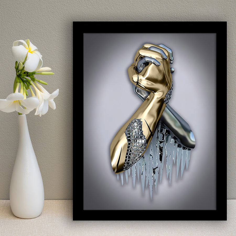 3D Effect Art Bond Of Unity Black & Gold Framed Art Prints Wall Decor - Painting Prints, Wall Art, Black Picture, Ready to hang