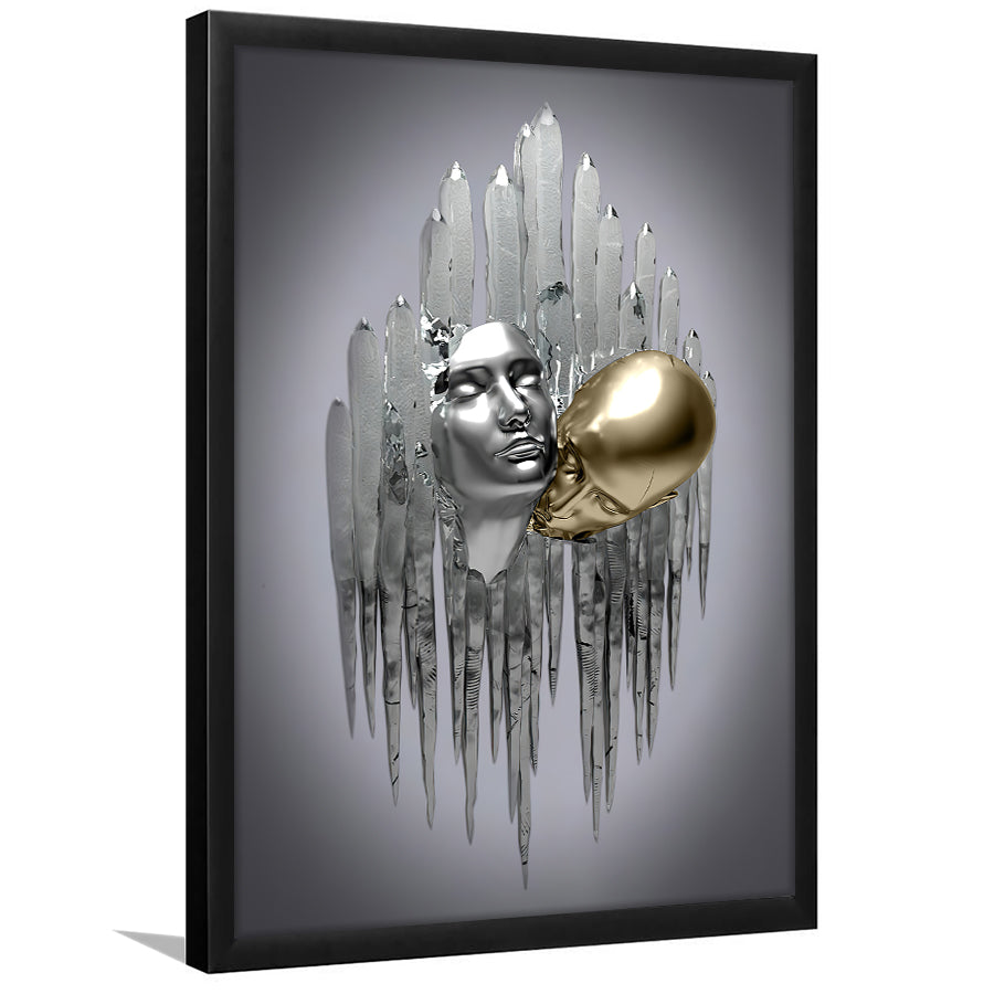 3D Effect Art Deepest Desire Black & Gold Framed Art Prints Wall Decor - Painting Prints, Wall Art, Black Picture, Ready to hang