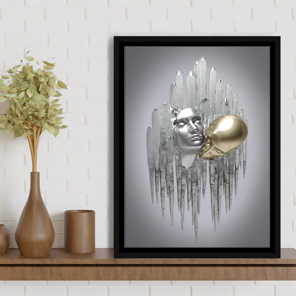 3D Effect Art Deepest Desire Black & Gold Framed Canvas Prints Wall Art - Painting Canvas, Wall Decor, Art Prints, Floating Frame