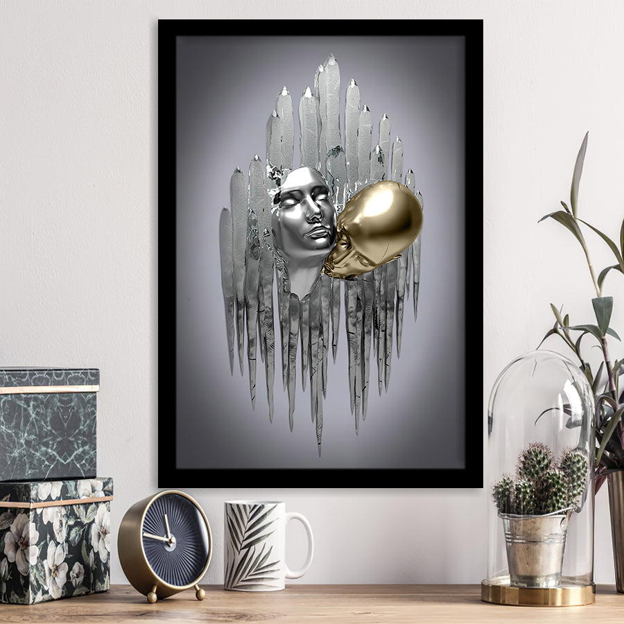 3D Effect Art Deepest Desire Black & Gold Framed Art Prints Wall Decor - Painting Prints, Wall Art, Black Picture, Ready to hang