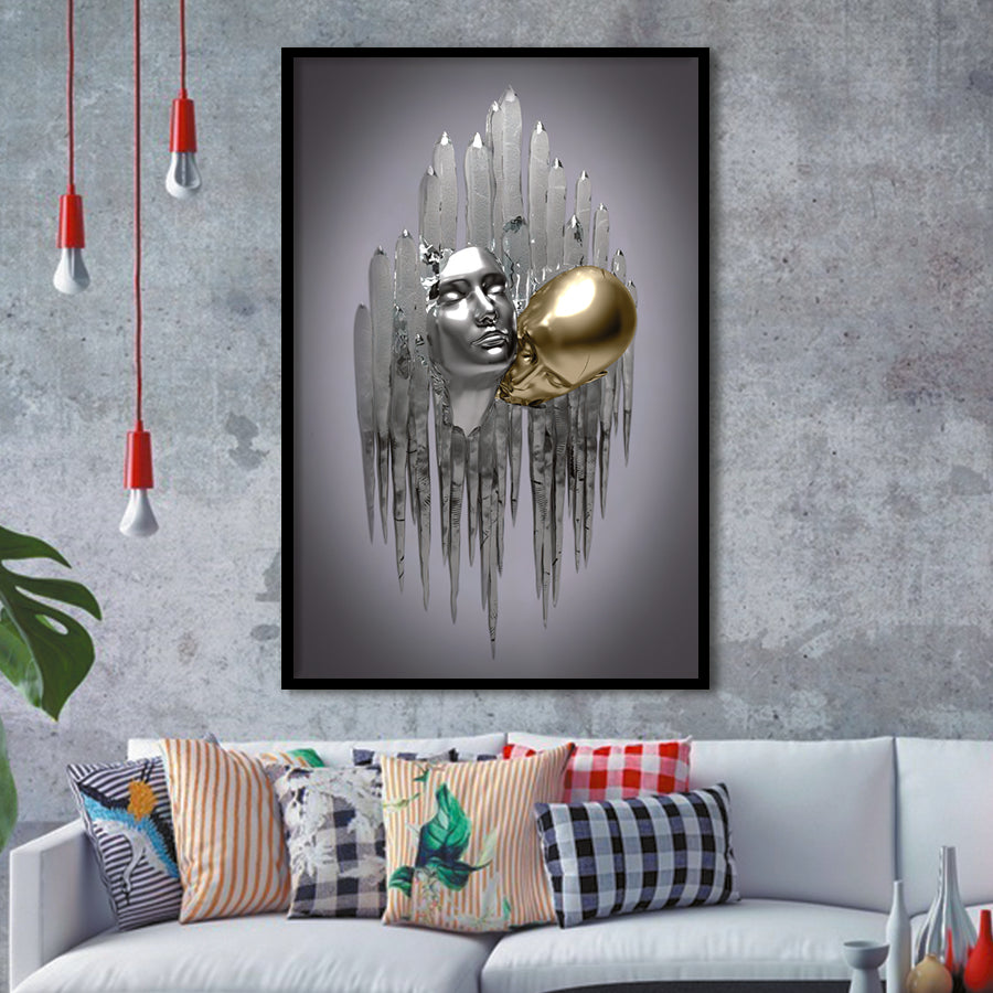 3D Effect Art Deepest Desire Black & Gold Framed Art Prints Wall Decor - Painting Prints, Wall Art, Black Picture, Ready to hang