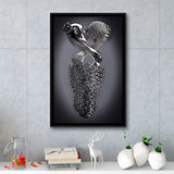 3D Effect Art Effect Lovers Black Art Framed Canvas Prints Wall Art - Painting Canvas,Floating Frame, Home Wall Decor