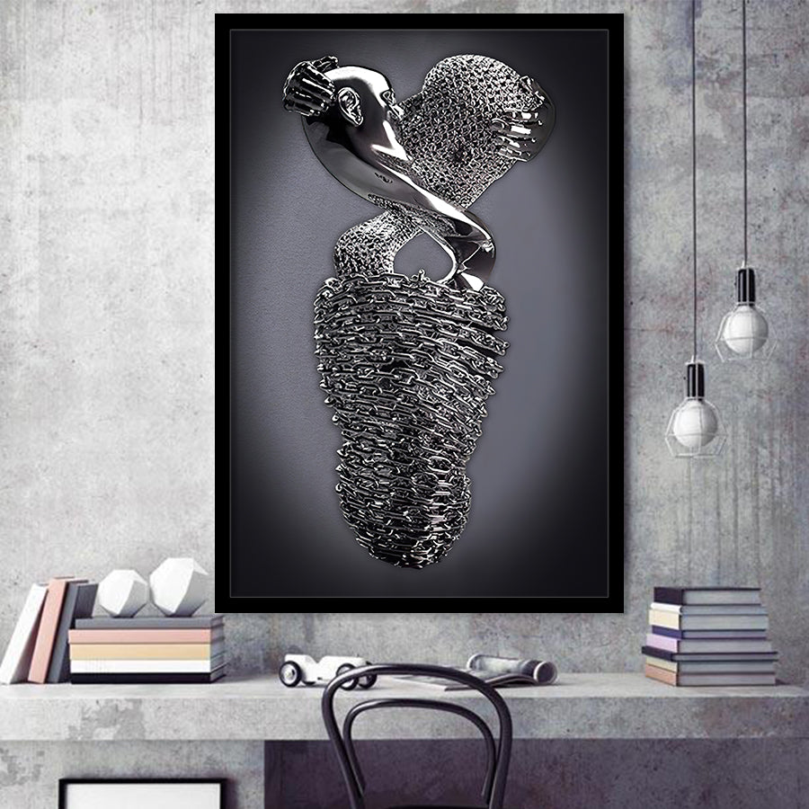 3D Effect Art Effect Lovers Black Art Framed Art Print Wall Decor - Painting Art,Framed Picture,Wall Art