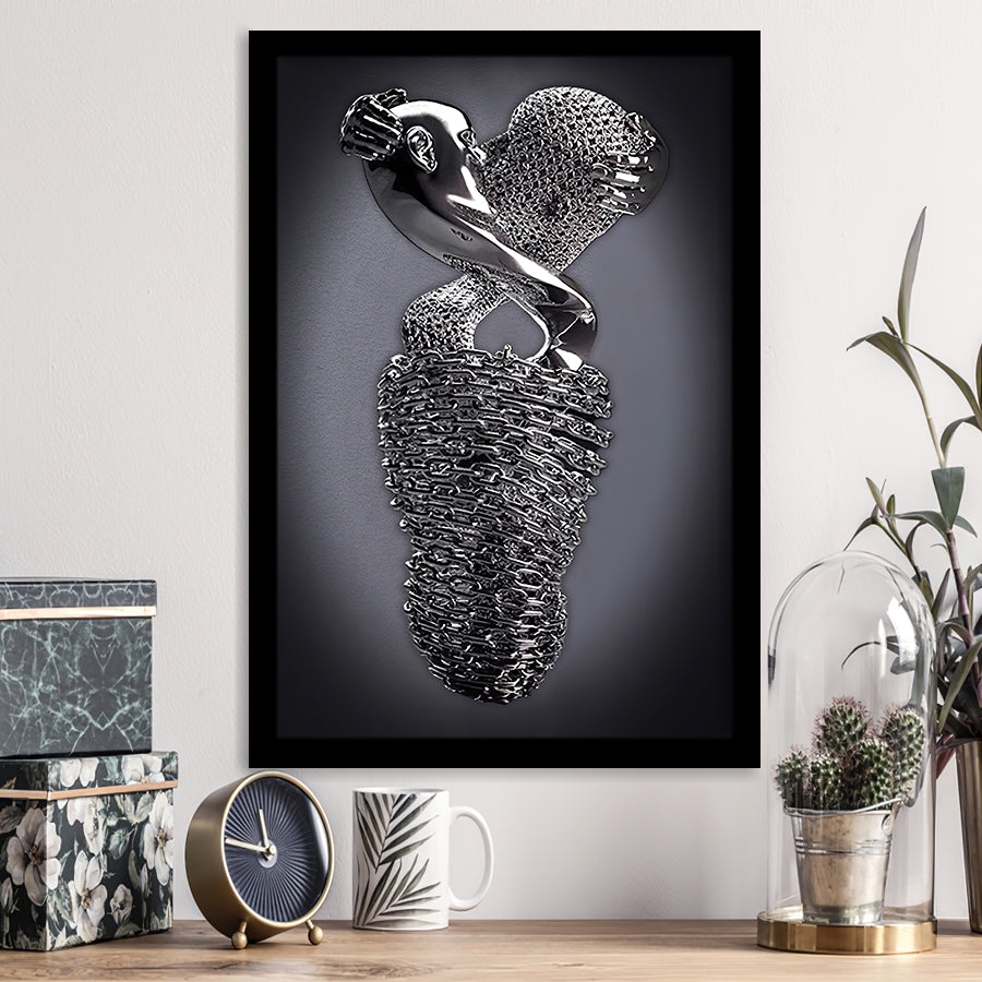 3D Effect Art Effect Lovers Black Art Framed Art Print Wall Decor - Painting Art,Framed Picture,Wall Art