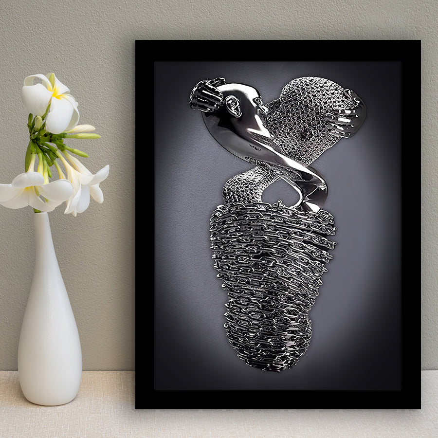 3D Effect Art Effect Lovers Black Art Framed Art Print Wall Decor - Painting Art,Framed Picture,Wall Art