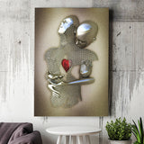 3D Effect Art Eternal Love Iron Mesh Abstract Art Glitter Gold Heart Moon Red Canvas Prints Wall Art - Painting Canvas,For Sale