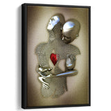 3D Effect Art Eternal Love Iron Mesh Glitter Gold Heart Moon Red Framed Canvas Prints Wall Art - Painting Canvas,Floating Frame