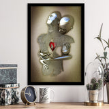 3D Effect Art Eternal Love Iron Mesh Glitter Gold Heart Moon Red V1 Framed Art Print Wall Decor - Painting Art,Framed Picture,Wall Art