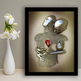 3D Effect Art Eternal Love Iron Mesh Glitter Gold Heart Moon Red V1 Framed Art Print Wall Decor - Painting Art,Framed Picture,Wall Art
