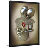 3D Effect Art Eternal Love Iron Mesh Glitter Gold Heart Moon Red V1 Framed Art Print Wall Decor - Painting Art,Framed Picture,Wall Art