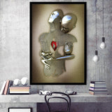 3D Effect Art Eternal Love Iron Mesh Glitter Gold Heart Moon Red V1 Framed Art Print Wall Decor - Painting Art,Framed Picture,Wall Art