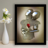 3D Effect Art Eternal Love Iron MeshGlitter Gold Heart Moon Red Framed Art Print Wall Decor - Painting Art,Framed Picture,Wall Art