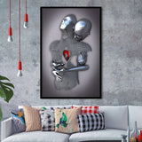 3D Effect Art Eternal Love Iron Mesh Red Heart Color Gold V1 Framed Art Print Wall Decor - Painting Art,Framed Picture,Wall Art