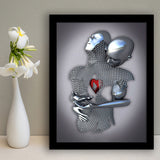 3D Effect Art Eternal Love Iron Mesh Red Heart Color Gold V1 Framed Art Print Wall Decor - Painting Art,Framed Picture,Wall Art