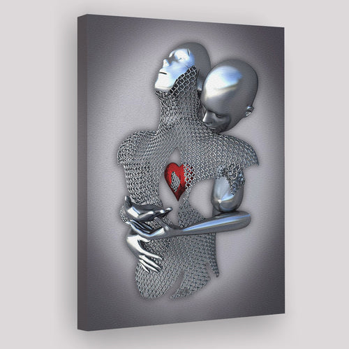 3D Effect Art Eternal Love Iron Mesh Abstract Art Red Heart Color Gold V1 Canvas Prints Wall Art - Painting Canvas,For Sale